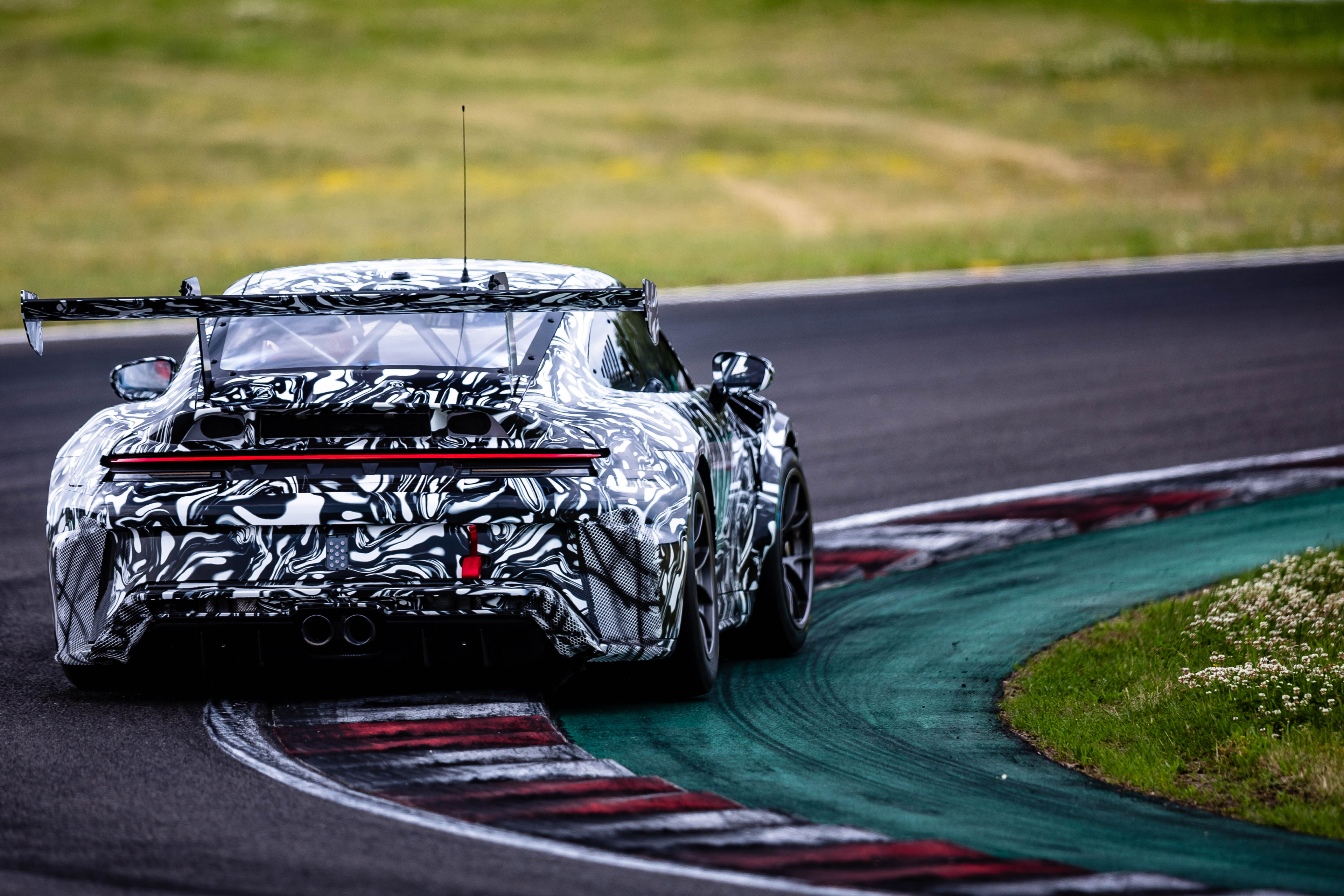 New Porsche 992.2 911 Cup Race Car, in camouflage.