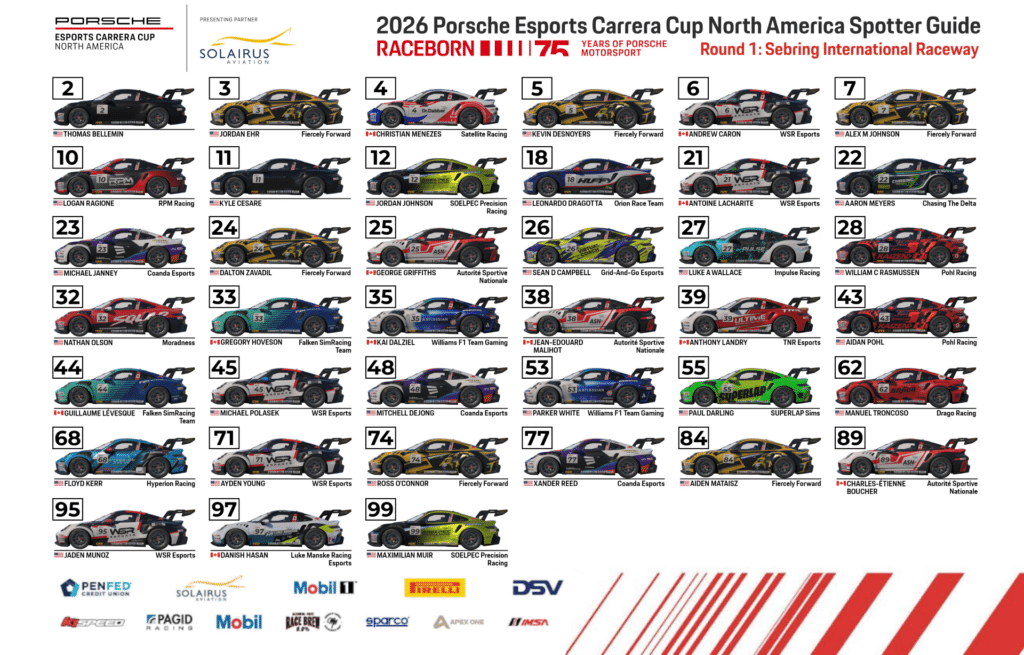 Esports Carrera Cup Spotter Guide Sebring
